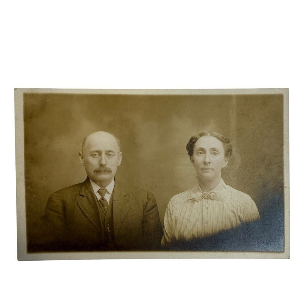 Antique Real Photo Postcard Adult‎ Couple Dewalt And Blanche Grove Photograph